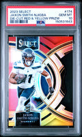 Graded 2023 Panini Select Jaxon Smith-Njigba #174 Red and Yellow Prizm Die Cut Rookie RC Football Card PSA 10 Gem Mint