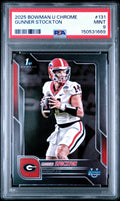 Graded 2025 Topps Bowman University Chrome Gunner Stockton #131 Rookie RC Football Card PSA 9 Mint