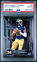 Graded 2025 Topps Bowman University Chrome Bryce Underwood #196 Rookie RC Football Card PSA 8 Near Mint