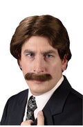 70's News Anchor Wig and Mustache Anchorman Ron Burgundy