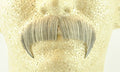 Light Grey 100% Human Hair European Character Elegant Handlebar Mustache 2028