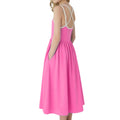 WELAKEN Girls Summer Sundress Criss Cross Back Elastic Waist Hot Pink Size 12Y