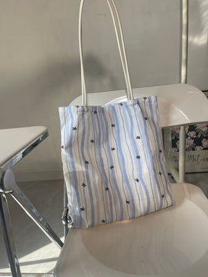 Blue Striped Bow