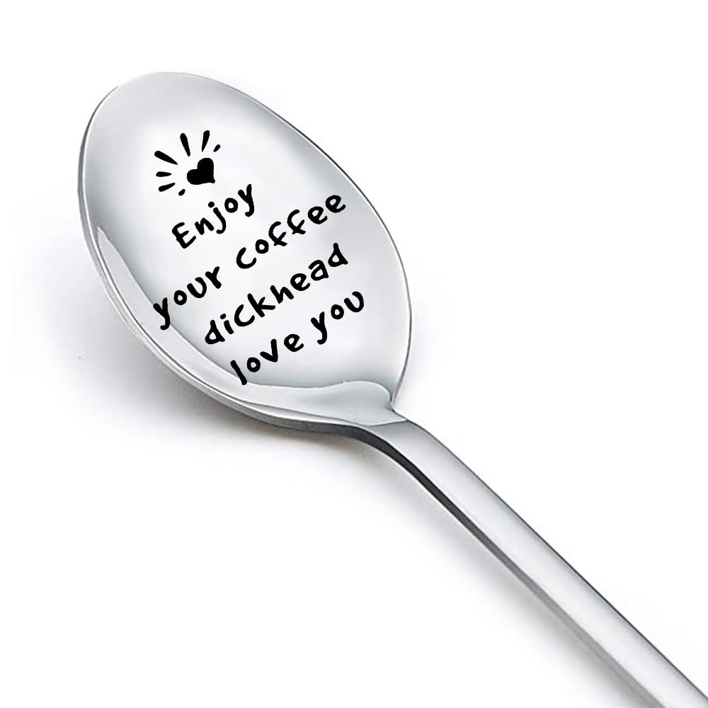 MXXGMYJ Funny Coffee Spoon I Love You Gift Silver for Men Couples Xmas