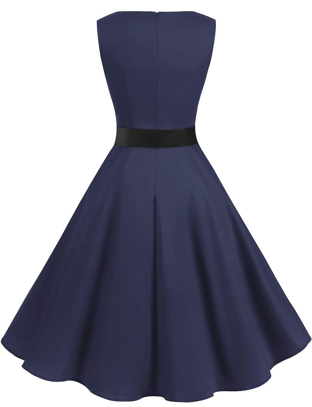 Gardenwed Womens Vintage Swing Dress Sleeveless Boatneck Cocktail Royal Blue XL