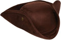 Adult Brown Colonial Tri-Corner Pirate Faux Suede Costume Hat