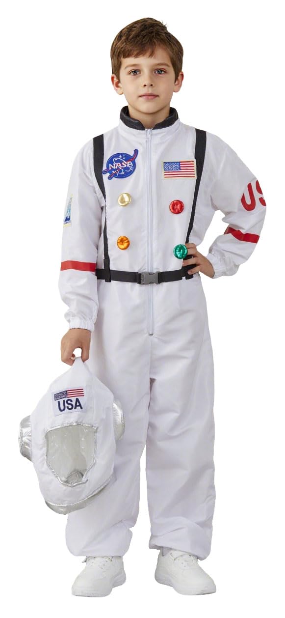 KIMI HOUSE Kids Astronaut Costume Space Suit Boys Girls White Size 7-9Y