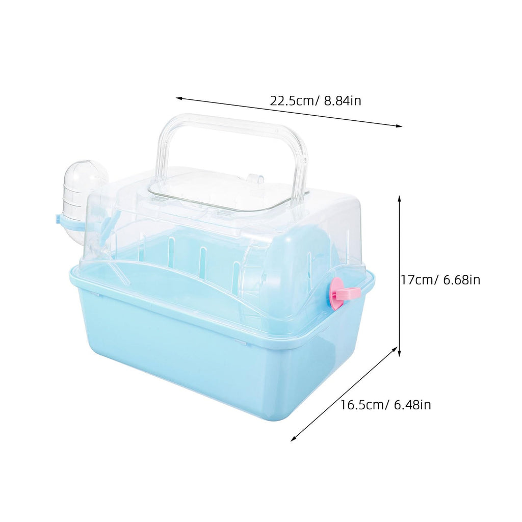 Totority Panoramic Sunroof Hamster Carrier Cage Sky-Blue Portable Plastic