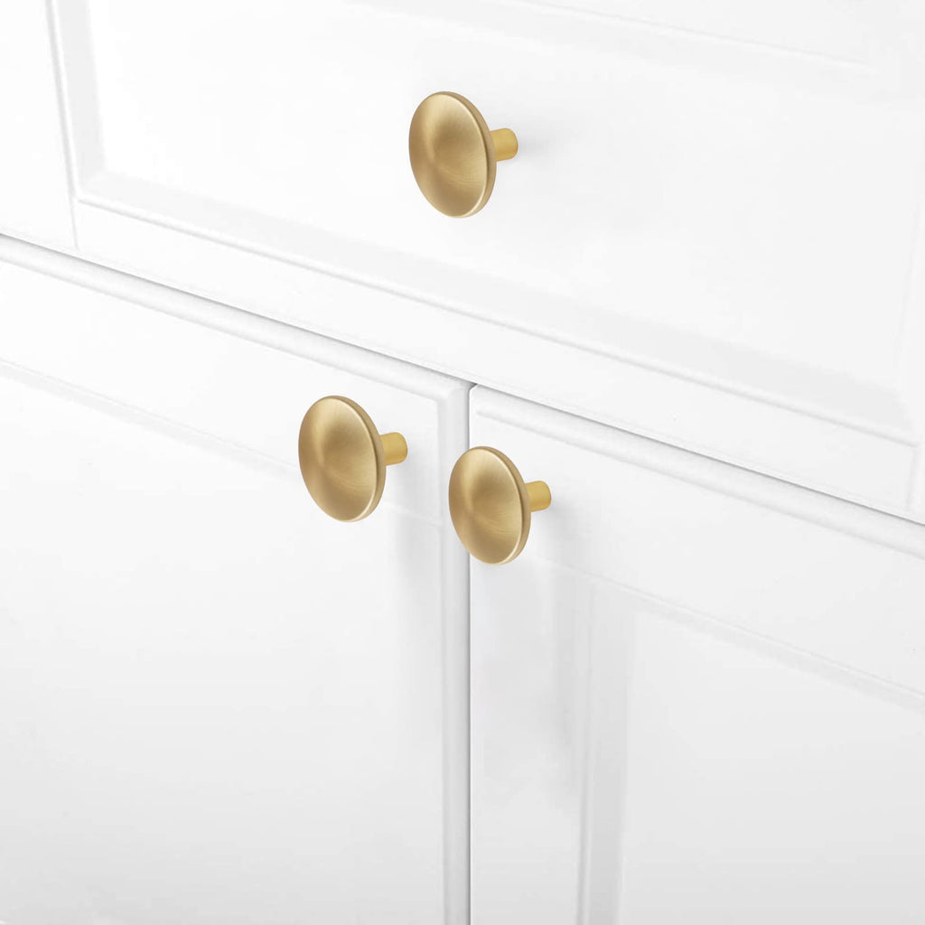 MUMU 6pc 1.65in Round Gold Brushed Oversize Cabinet Knobs Brass Color