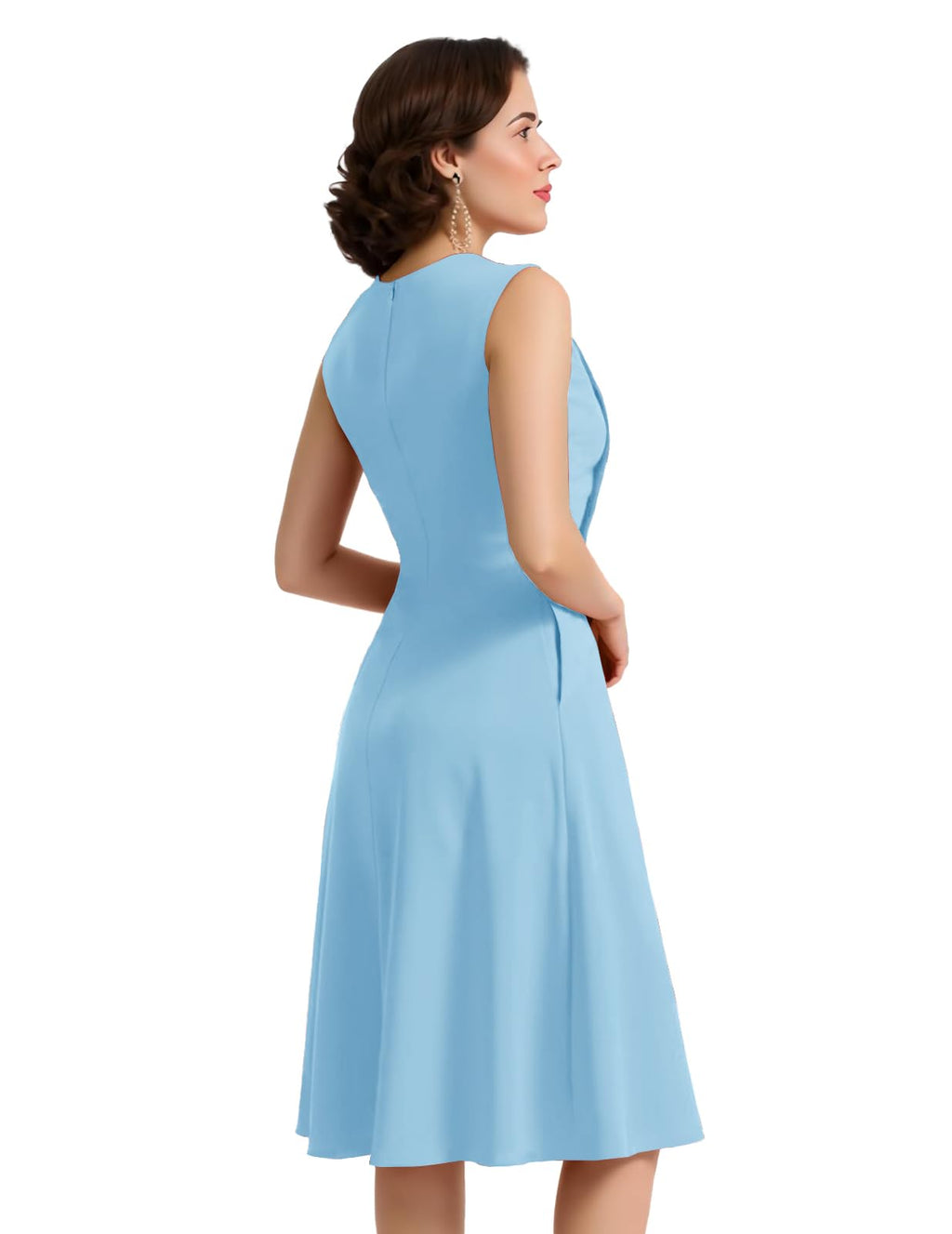 Bbonlinedress Womens Vintage Cocktail Dress Sleeveless A-line Midi Blue Size S