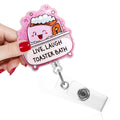 TOUNER Live Laugh Toaster Badge Reel Retractable Glitter ID Clip Funny Medical
