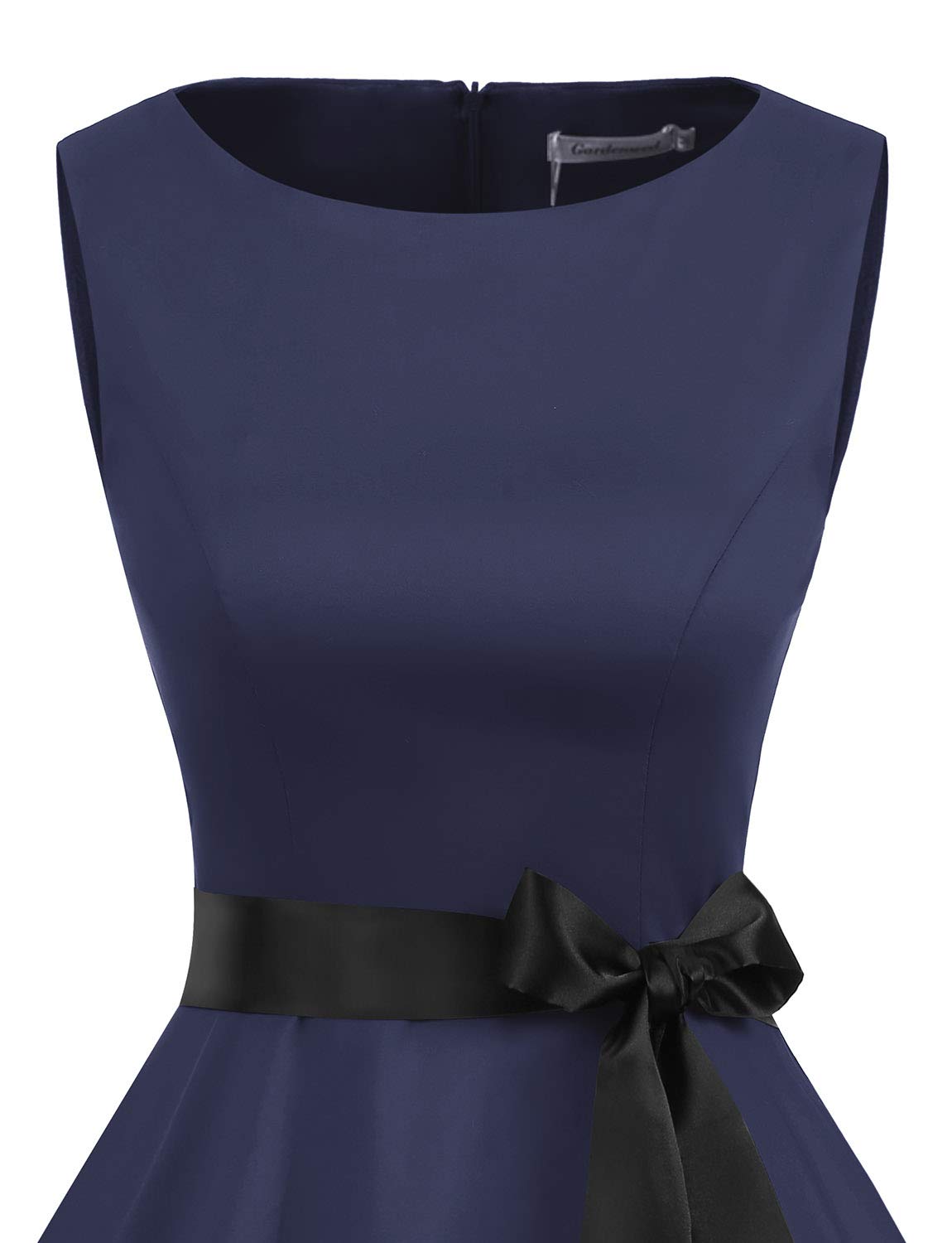 Gardenwed Womens Vintage Swing Dress Sleeveless Boatneck Cocktail Royal Blue XL