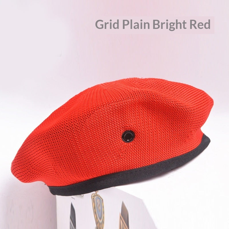 Childrens Star-themed Performance Beret Red Security Uniform Sailor Dance Cap Equestrian Hat