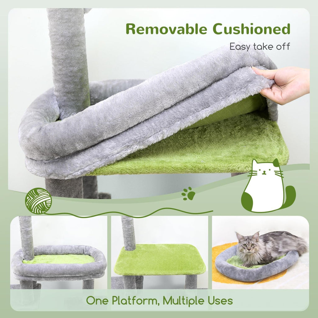50-Inch Heavy Duty Cat Tree for Large Cats with Scratching Board & Condos