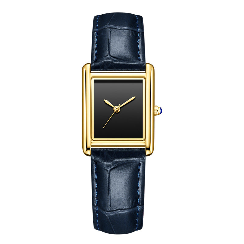 Couple Leather Watch Strap Simple Square Student's Watch Waterproof