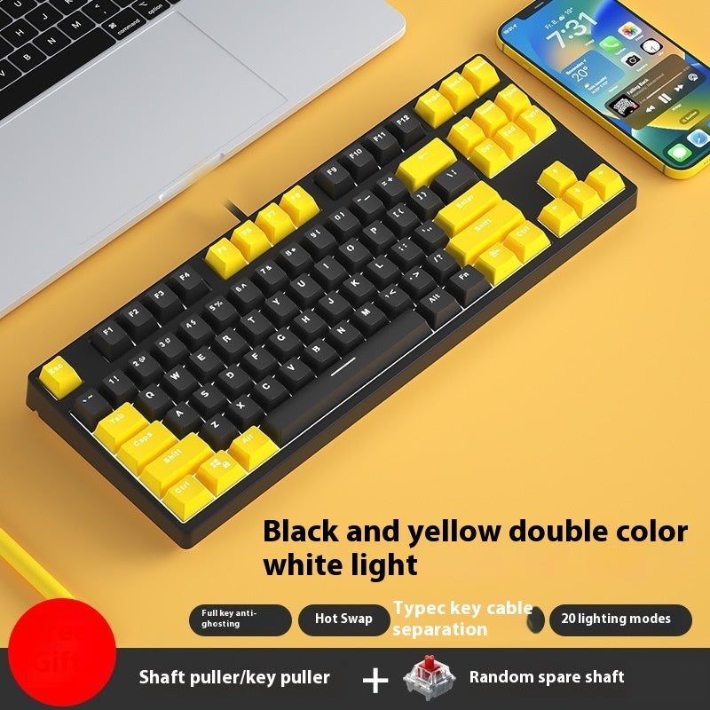 87 Key Wired Game Hot Plug Two Colors Mechanical Keyboard