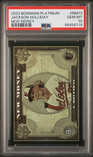 Graded 2023 Topps Bowman Platinum Jackson Holliday #NM13 New Money Rookie RC Baseball Card PSA 10 Gem Mint