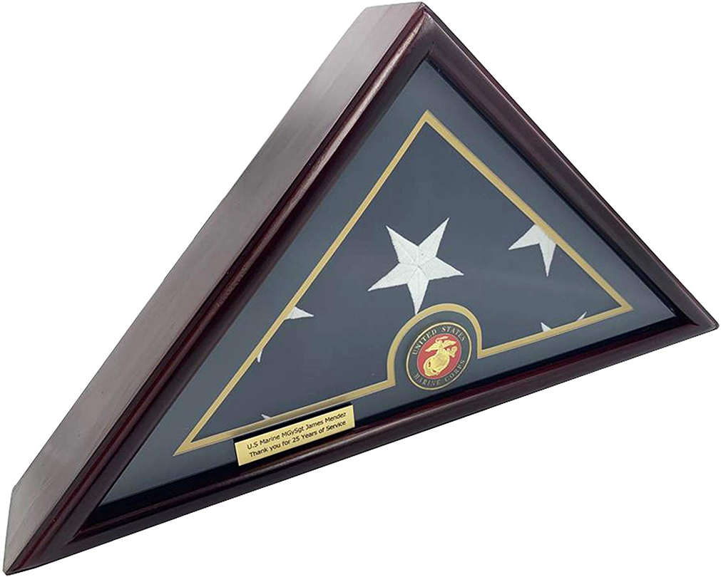5x9 Burial/Funeral/Veteran Flag Elegant Display Case - Marine Medal