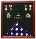 Military Flag and Medal Display Case Shadow Box, Medal display case