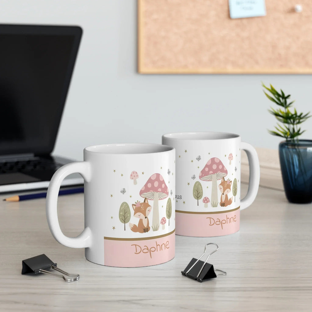 Stay Curious Mug — Personalized Woodland Fox & Forest 11oz Hot Chocolate, Coffee Mug, Tea Cup