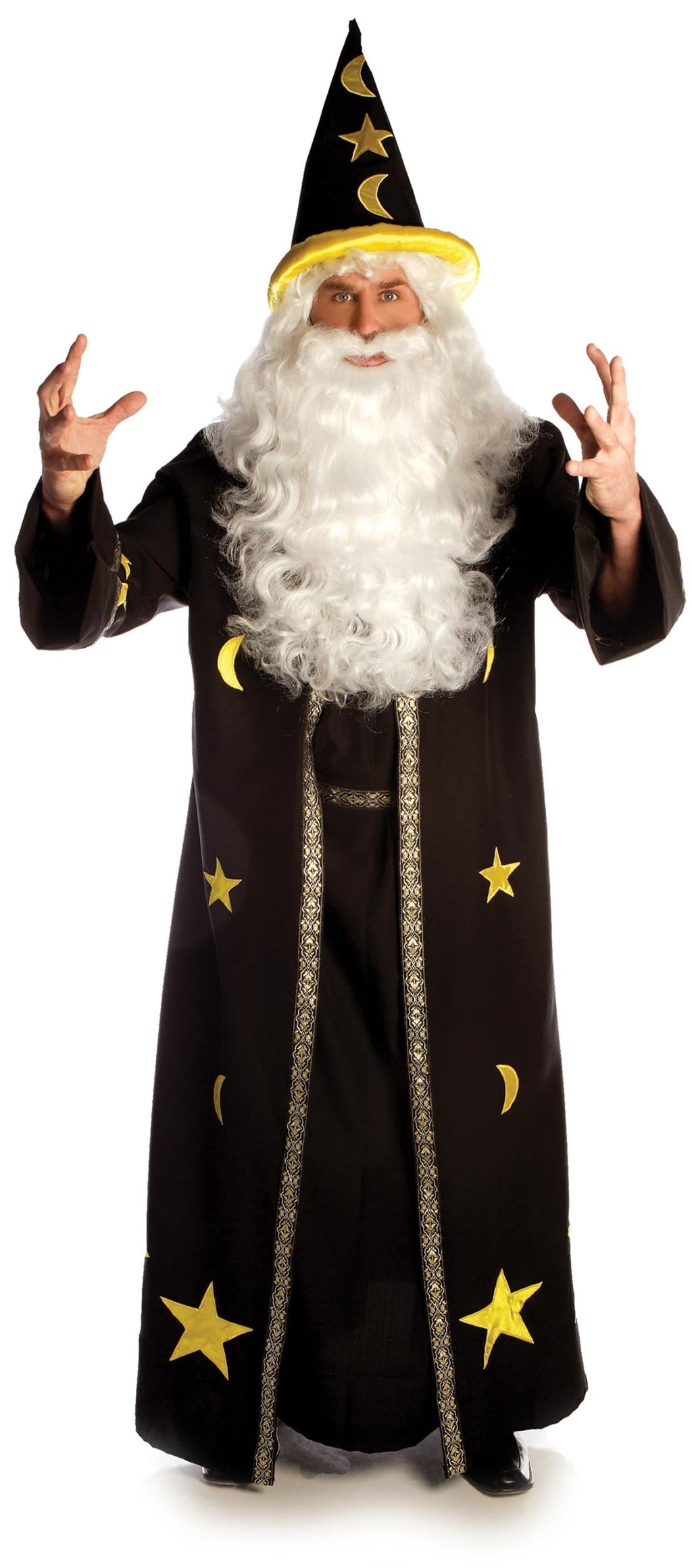Dark Potion Wizard Robe Black with Yellow Stars Classic Adult Costume 
