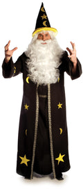 Dark Potion Wizard Robe Black with Yellow Stars Classic Adult Costume 