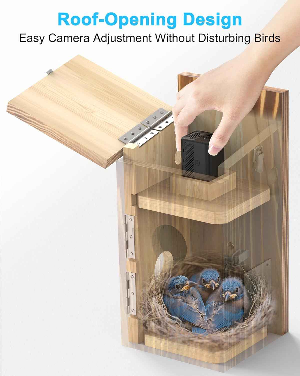 Bird House Camera Solar WiFi 2K HD Smart Birdhouse Motion Detection