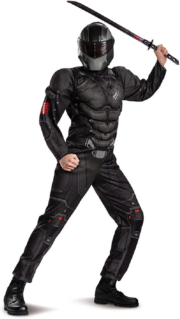 Snake Eyes GI Joe Muscle Jumpsuit Deluxe Adult Costume Medium 38-40