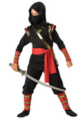 InCharacter Deluxe Ninja Costume Child Black Gold and Red Size Large 10