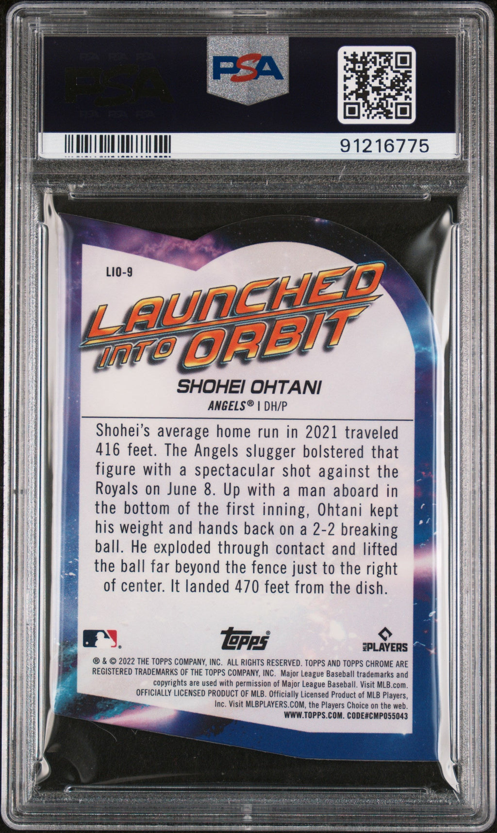 Graded 2022 Topps Cosmic Chrome Shohei Ohtani #9 Launched Into Orbit Die Cut Baseball Card PSA 10 Gem Mint