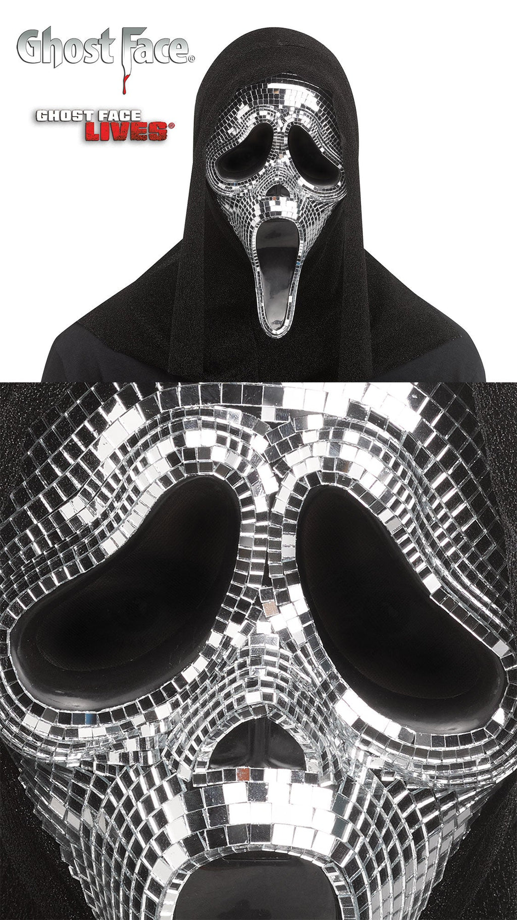 Fun World Scream Ghost Face Disco Mirror Character Costume Mask