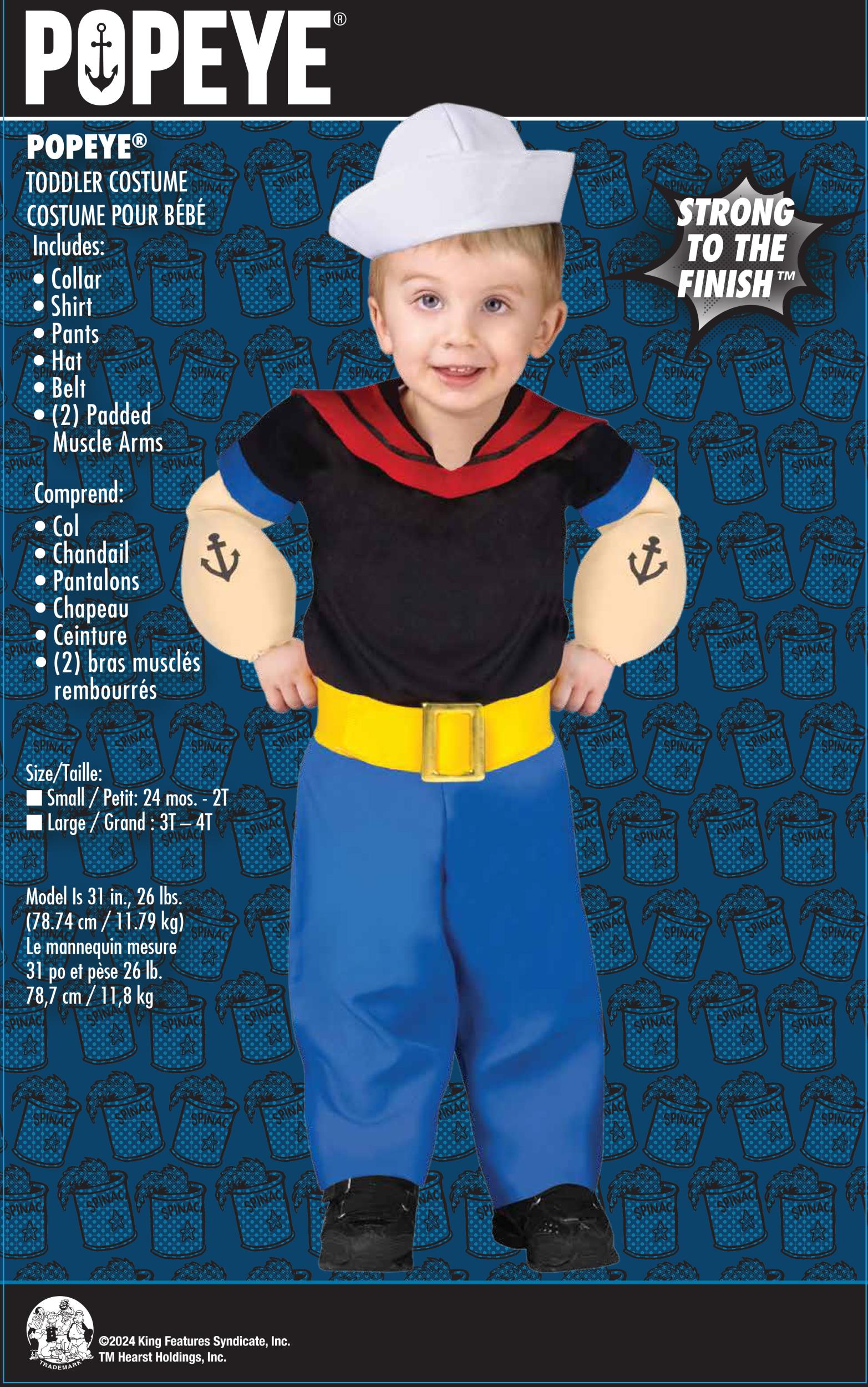 Popeye Baby Toddler Costume Small 24 months - 2T