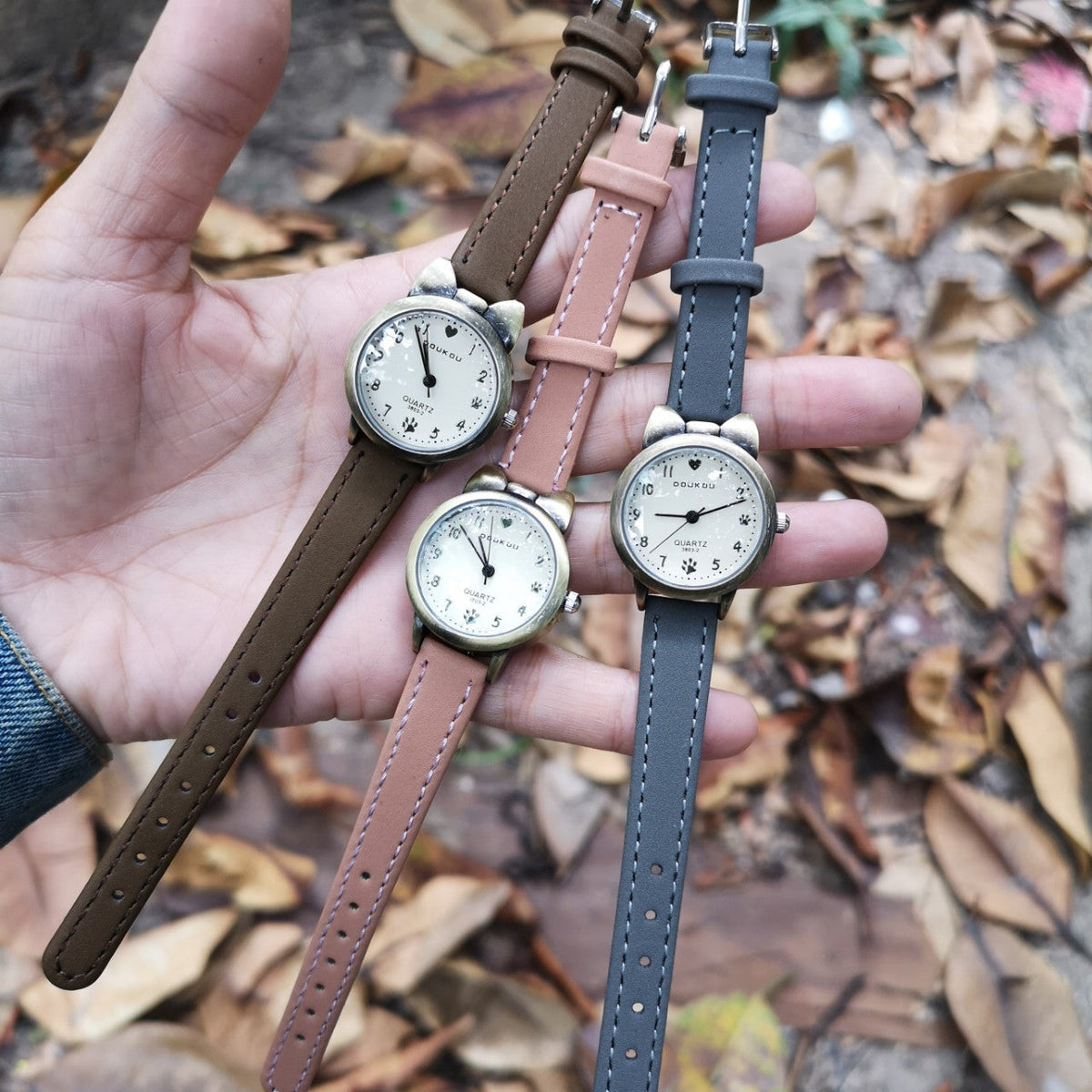 Bronze Kitty Trendy Fashion Numbers Student Watch