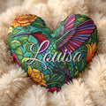 Personalized Hummingbird Heart Pillow | Custom Name Gift | Plush PP cotton filling