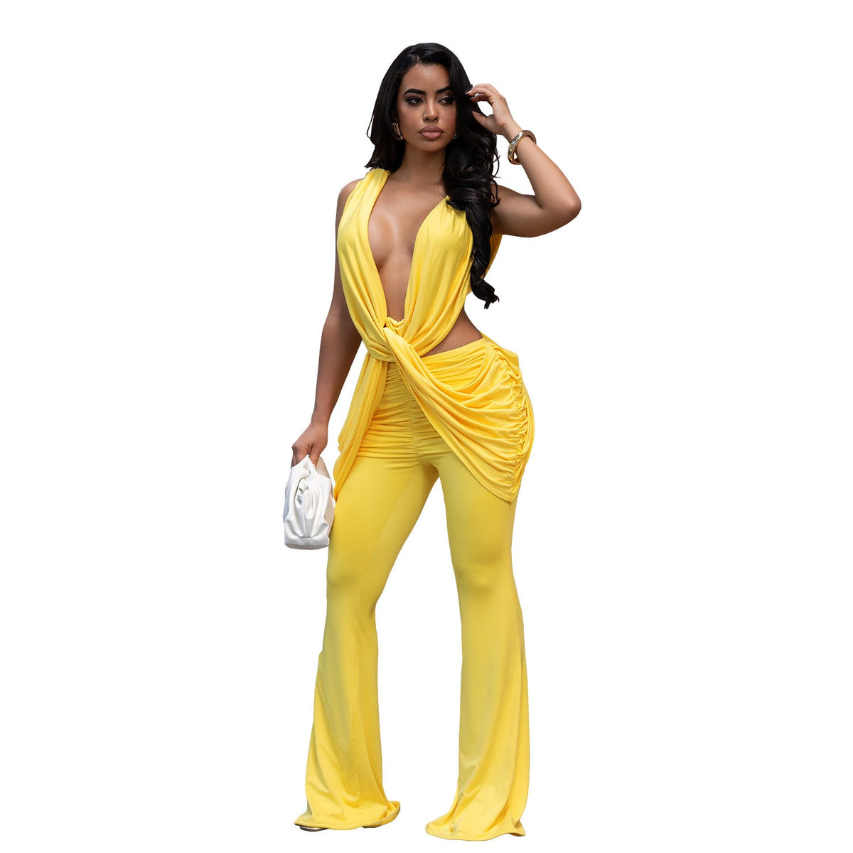 C7722 Cross-Border Aliexpress Amazon European And American Fashion Women's Clothing Sexy Backless Solid Color Bodycon Jumpsuit