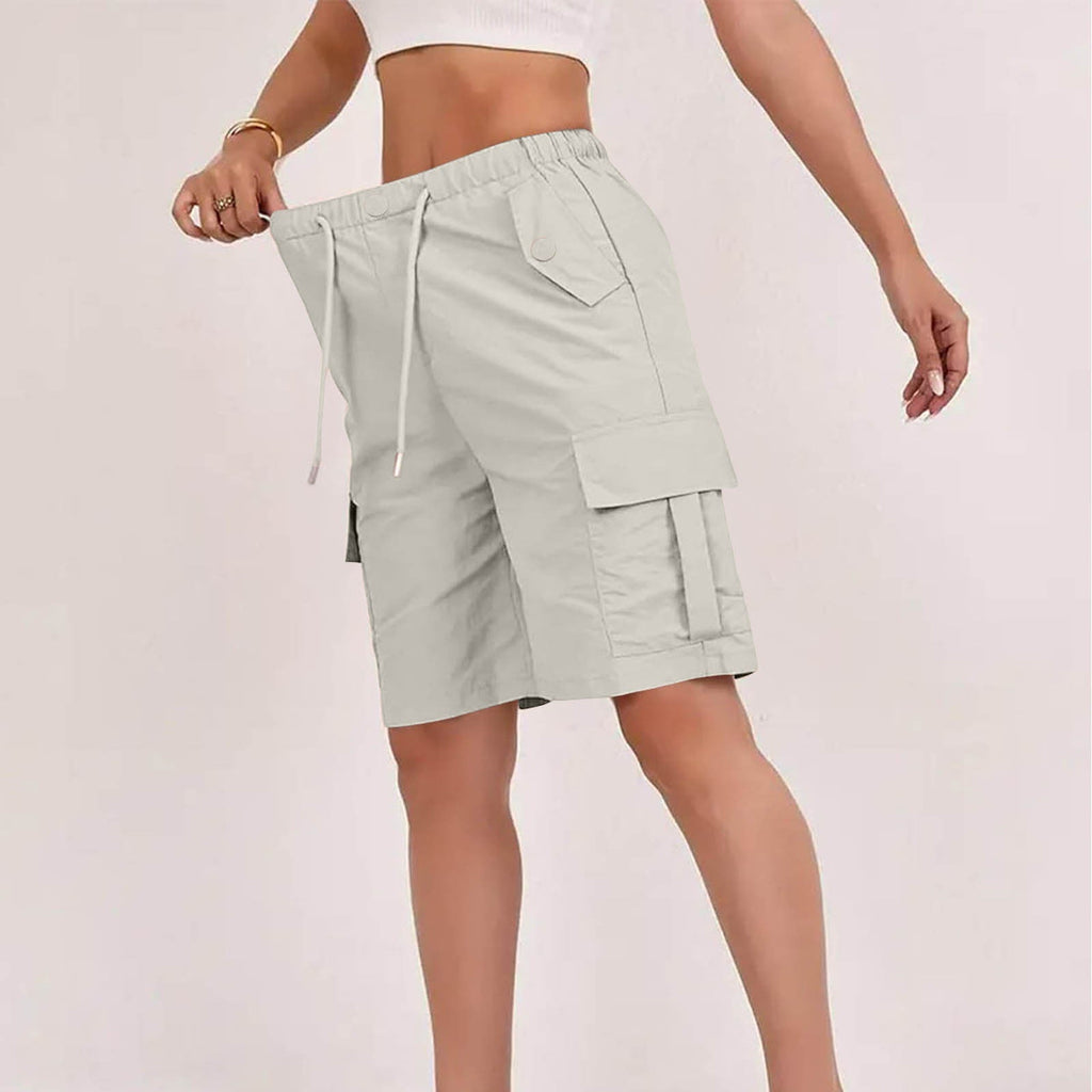 Womens High-waisted Casual Fashion Shorts With Pockets Buttons And A Drawstring