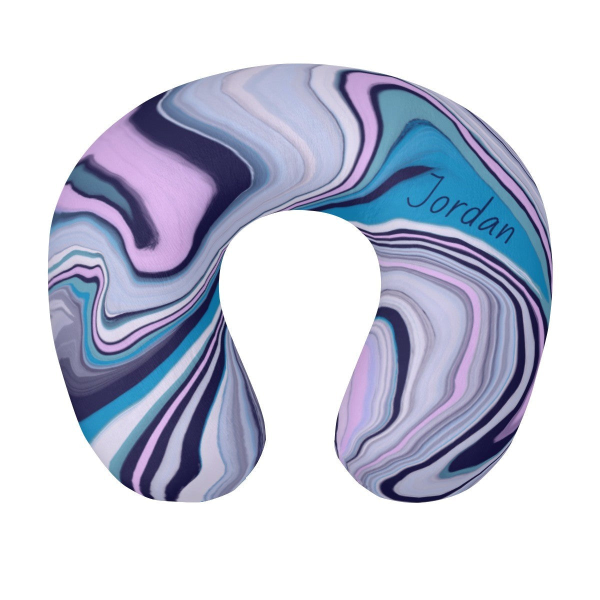 Personalized Marble Swirl Travel Neck Pillow | Custom Name Gift