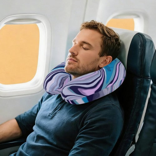 Personalized Marble Swirl Travel Neck Pillow | Custom Name Gift