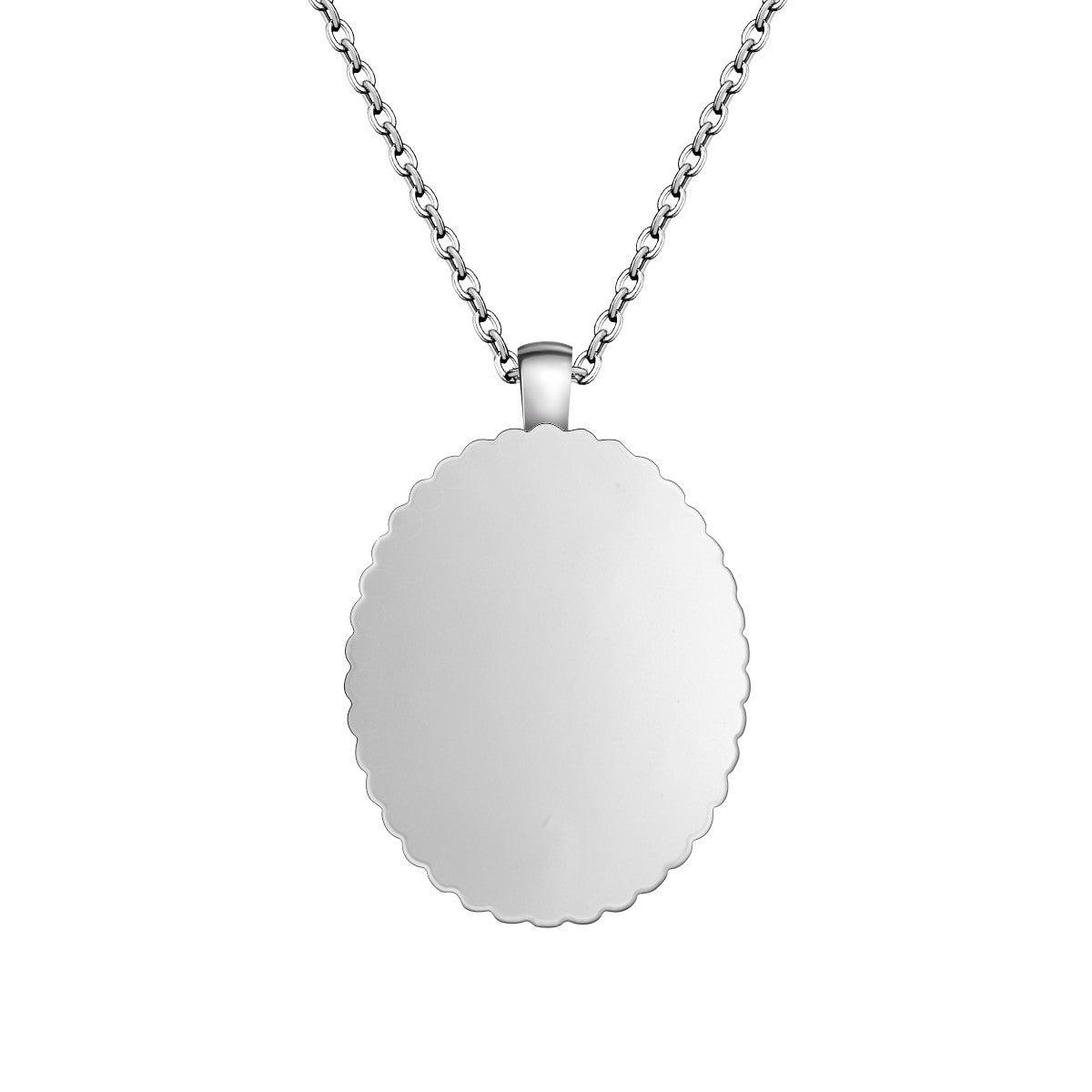 Custom Photo Oval Pendant Necklace – Personalized Photo Charm | Silver