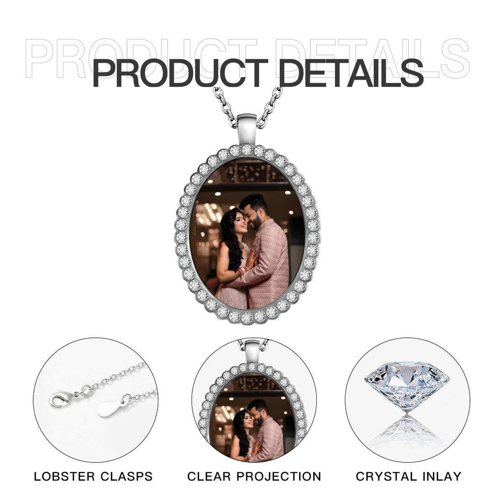Custom Photo Oval Pendant Necklace – Personalized Photo Charm | Silver