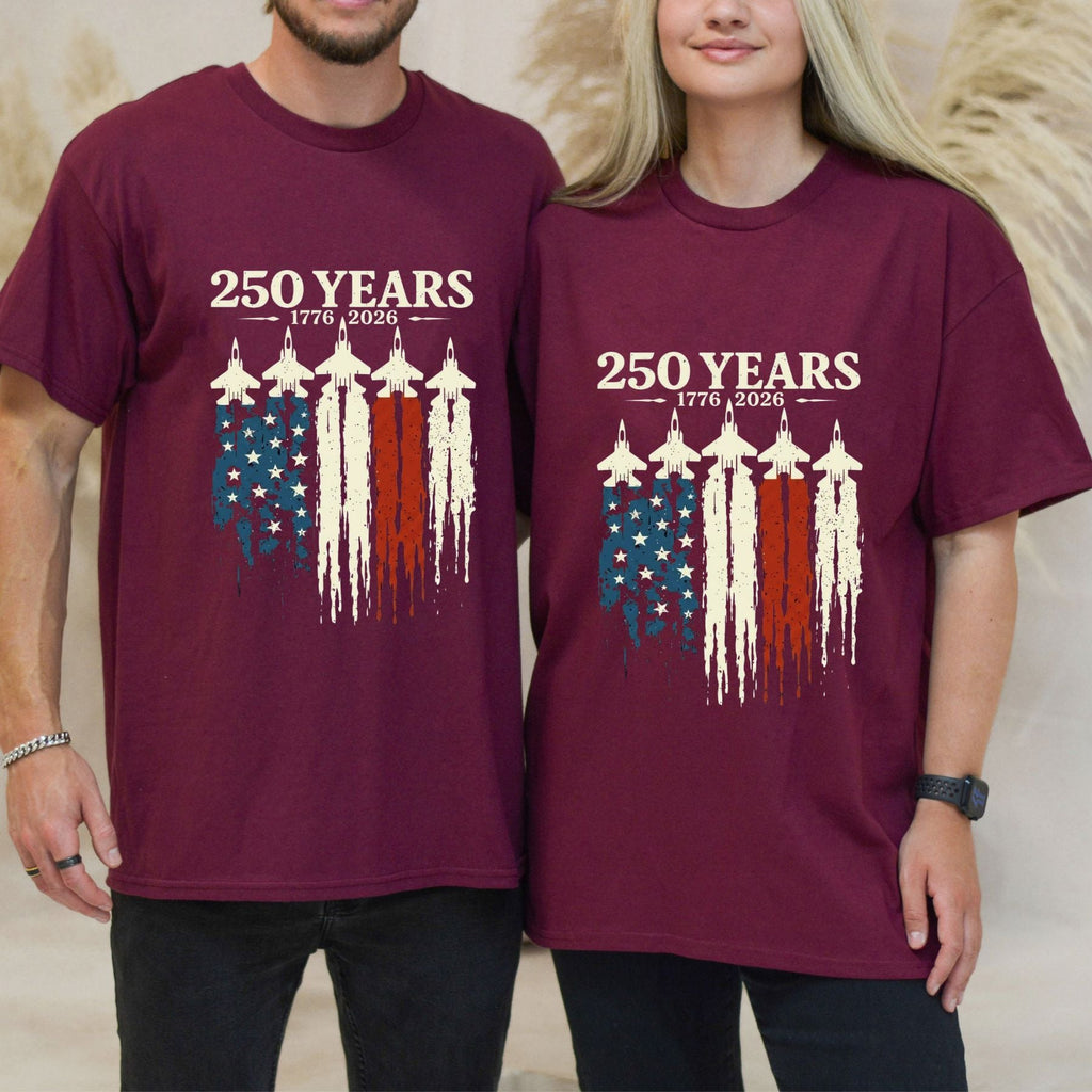 "USA 250th Anniversary" Vintage 1776–2026 T-Shirt – Semiquincentennial Retro Patriotic Cotton Top, Americana Aesthetic Heritage Tee