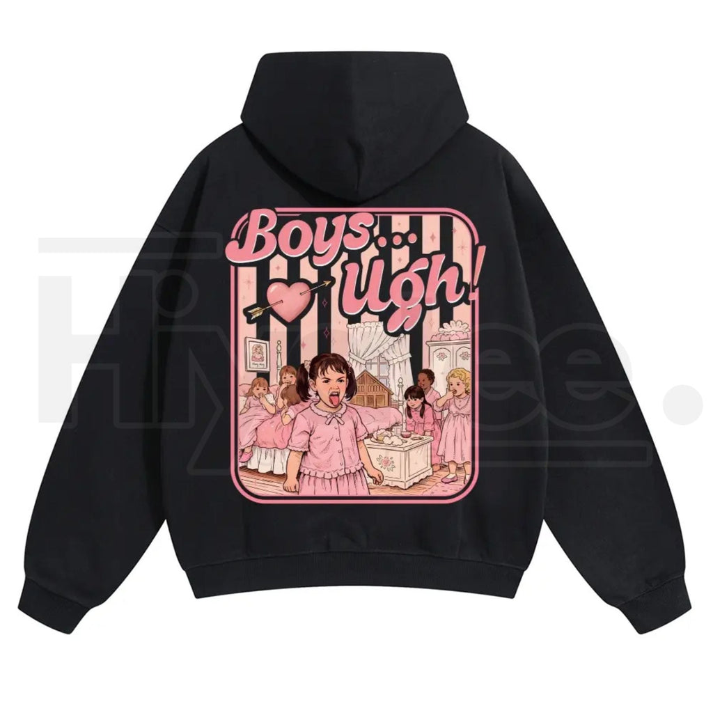 Unisex “Boys...Ugh!” 90s Movie Quote Hoodie – Funny Valentine's Streetwear Pullover, Retro Y2K Aesthetic Graphic Hoodie