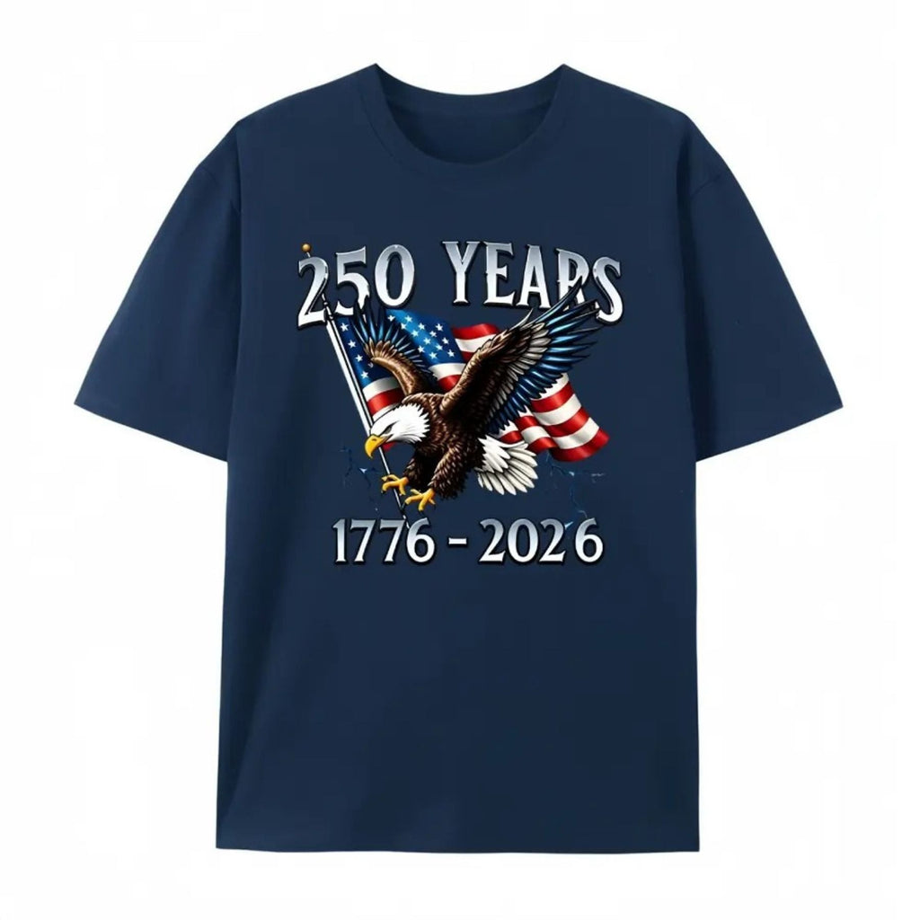 "250 Years of Liberty" T-Shirt – 1776–2026 Eagle & USA Flag Patriotic Graphic Tee, Unisex Cotton Shirt