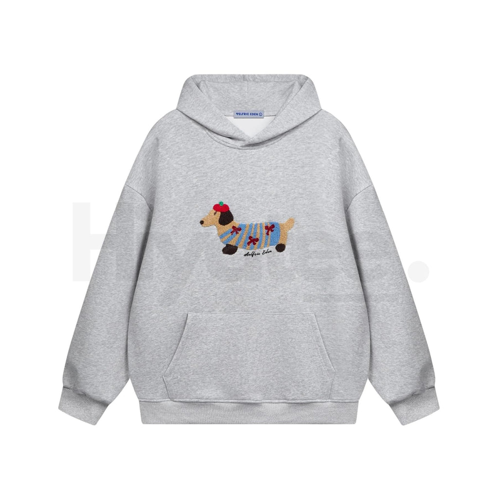 Aelfric Eden Cartoon Dog Hoodie – Embroidered Oversized Pullover