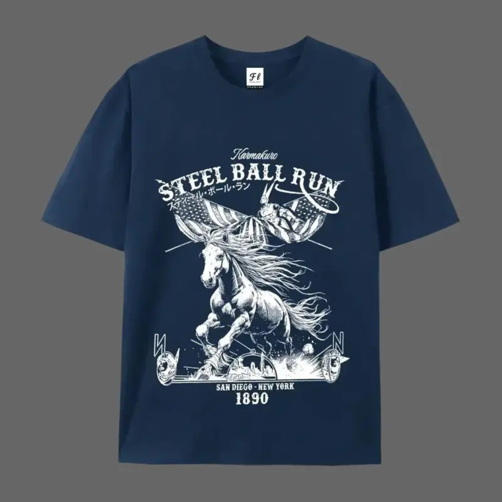 "SBR" Horse Racing American Flag T-Shirt – Retro Western Anime Style Graphic Tee, Unisex Cotton Shirt