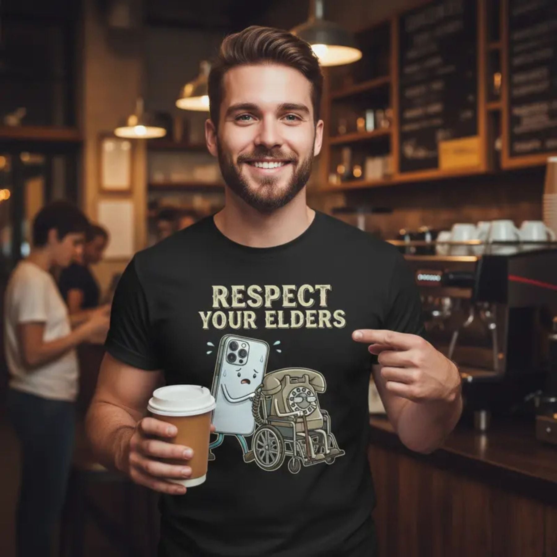"Respect Your Elders" Floppy Disk T-Shirt – Funny Retro Tech Graphic Tee, Unisex Cotton Shirt