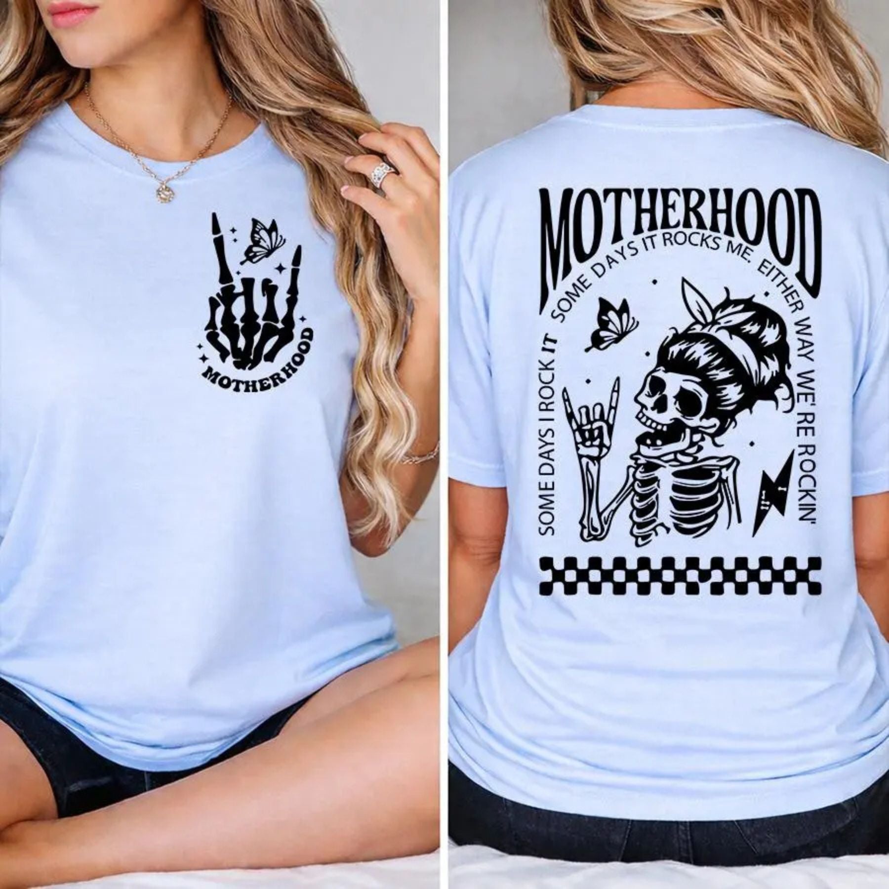 "Motherhood: Sometimes I Rock It" T-Shirt – Funny Relatable Mom Graphic Tee, Premium 100% Cotton Motherhood Life Top, Made in USA