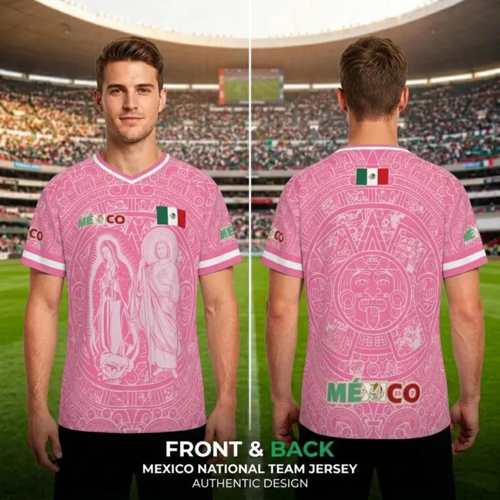 Mexico Faith Soccer Jersey – Light Pink Virgencita & San Juditas World Cup Shirt