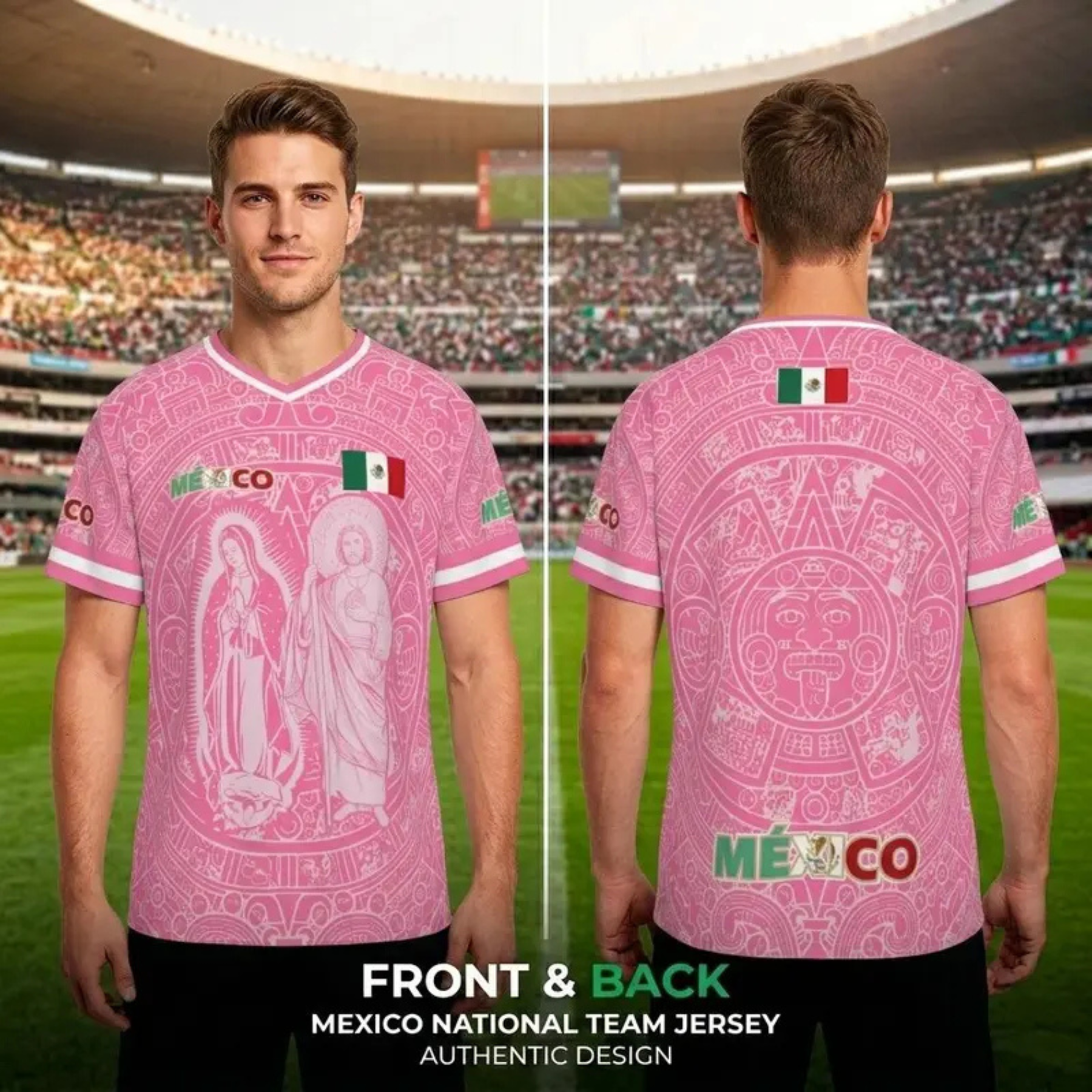 Mexico Faith Soccer Jersey – Light Pink Virgencita & San Juditas World Cup Shirt