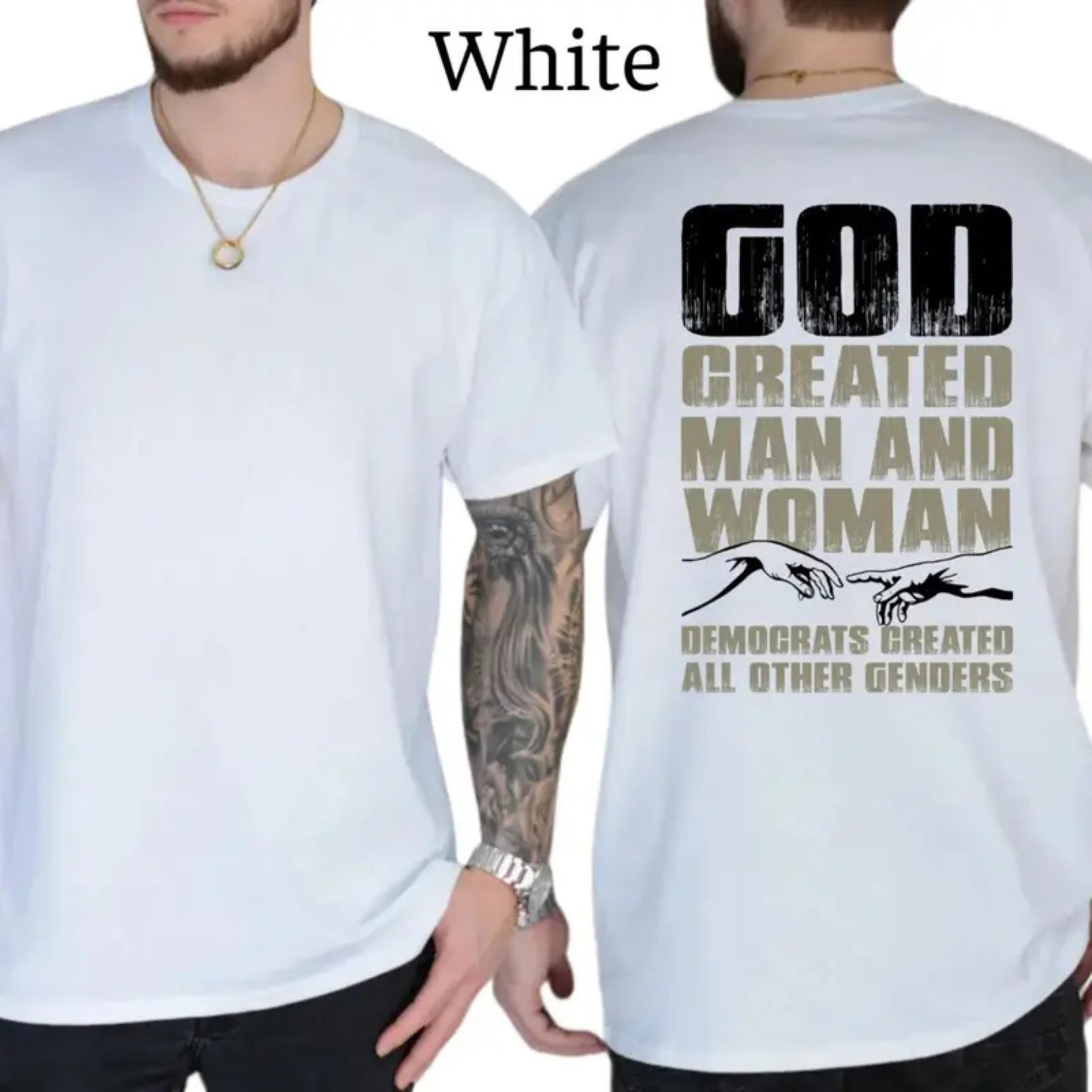 God Created Man & Woman T-Shirt – Traditional Christian Values Tee